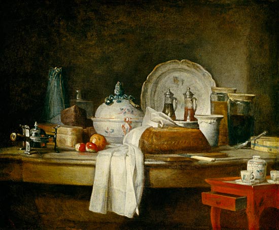 Stillleben mit Küchen-Utensilien van Jean-Baptiste Siméon Chardin