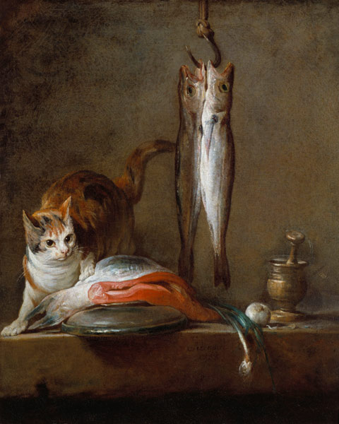 Still Life With Cat and Fish van Jean-Baptiste Siméon Chardin