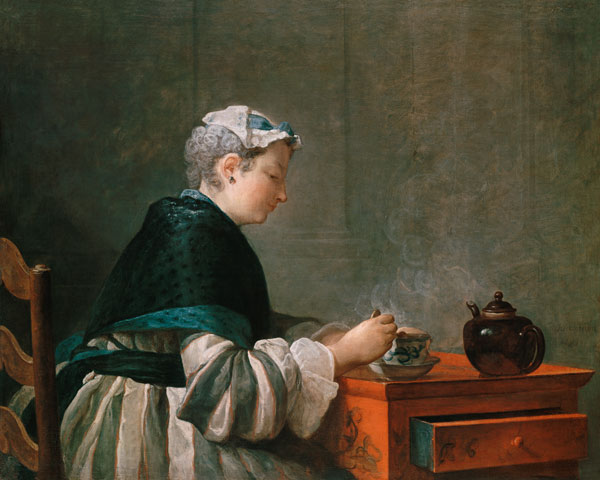 Chardin, Teetrinkende Dame van Jean-Baptiste Siméon Chardin