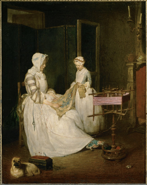 Chardin / The diligent Mother van Jean-Baptiste Siméon Chardin