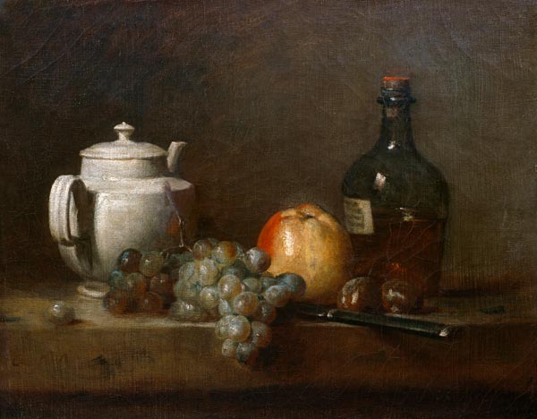 Chardin / White Teapot / Still Life van Jean-Baptiste Siméon Chardin