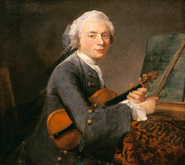 Bildnis des Charles Godefroy mit Violine van Jean-Baptiste Siméon Chardin