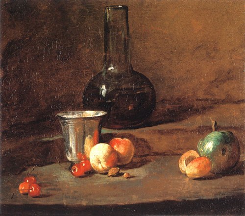 Karaffe mit Wein van Jean-Baptiste Siméon Chardin