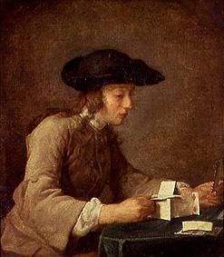 Das Kartenhaus. van Jean-Baptiste Siméon Chardin