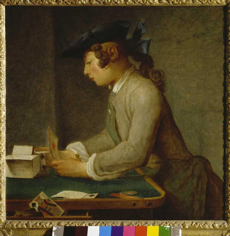 Das Kartenhaus. van Jean-Baptiste Siméon Chardin