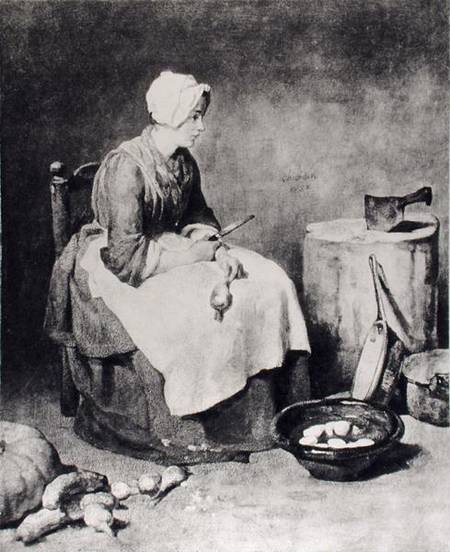 La Ratisseuse (Woman Paring Turnips) van Jean-Baptiste Siméon Chardin