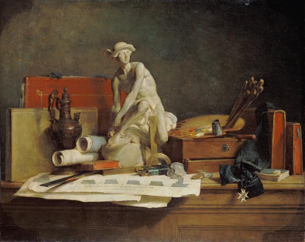 Still Life with Attributes of the Arts van Jean-Baptiste Siméon Chardin