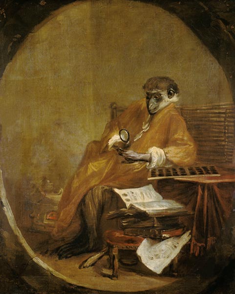 Le singe antiquaire van Jean-Baptiste Siméon Chardin