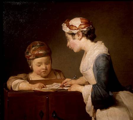 The Young Schoolmistress van Jean-Baptiste Siméon Chardin
