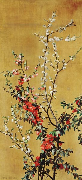 Japanese Cherry Tree and Hawthorn Branches van Jean Benner