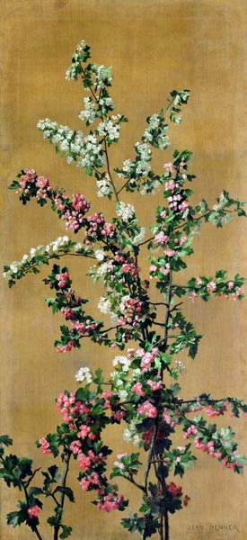 Japanese Cherry Tree and Hawthorn Branches  (re 215287 for pair) van Jean Benner