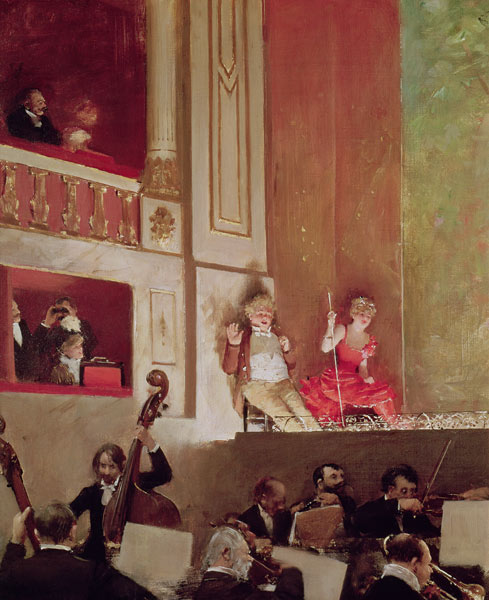 Revue at the Theatre des Varietes, c.1885 (oil on canvas) van Jean Beraud