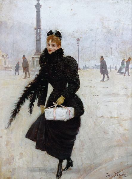 Parisian woman in the Place de la Concorde, c.1890 (oil on canvas) van Jean Beraud
