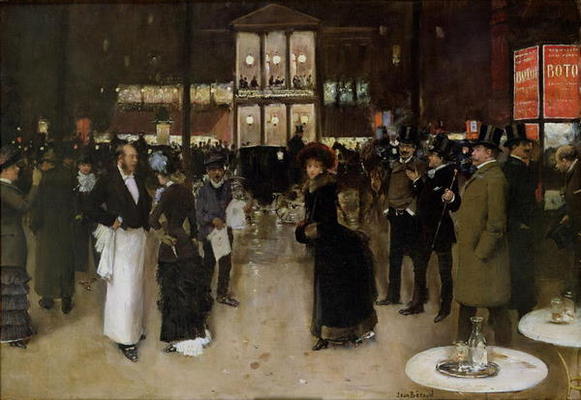 The Boulevard at Night, in front of the Theatre des Varietes, c.1883 (oil on canvas) van Jean Beraud