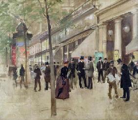 The Boulevard Montmartre and the Theatre des Varietes, c.1886 (oil on canvas)