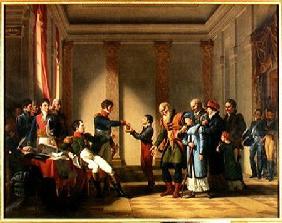 Napoleon Bonaparte (1769-1821) Giving a Pension of A Hundred Napoleons to the Pole, Nerecki, aged 11