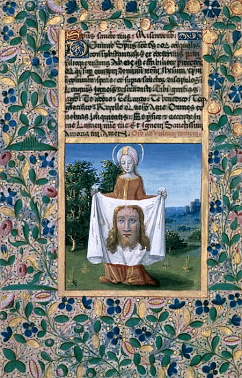 Ms Lat. Q.v.I.126 f.90v St. Veronica, from the ''Book of Hours of Louis d''Orleans'' van Jean Colombe