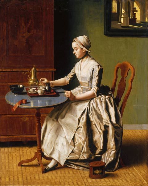 A Lady pouring Chocolate (La Chocolatière) van Jean-Étienne Liotard