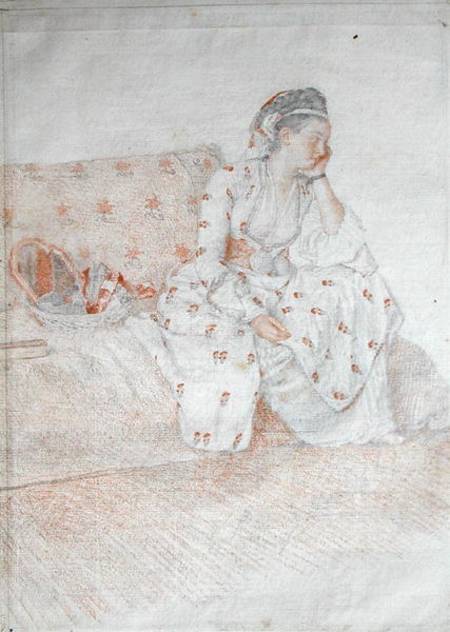 The Countess of Coventry in Turkish Costume (red chalk & pencil on paper) van Jean-Étienne Liotard