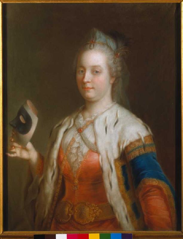 Kaiserin Maria Theresia mit Maske van Jean-Étienne Liotard