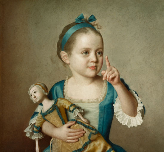 Mädchen mit Puppe van Jean-Étienne Liotard