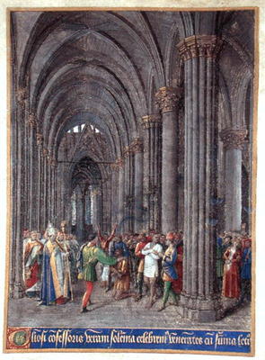 St. Veran exorcising the possessed in the north aisle of the Cathedral of Notre-Dame de Paris, 1452- van Jean Fouquet