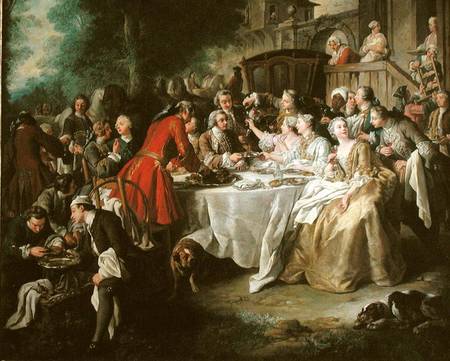 The Hunt Lunch, detail of the diners van Jean François de Troy