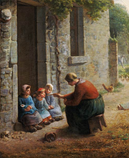 Eten geven aan de kinderen  van Jean-François Millet