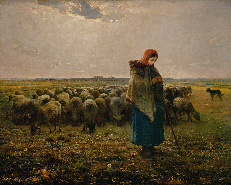 Herderin met kudde (La grande Bergère) van Jean-François Millet