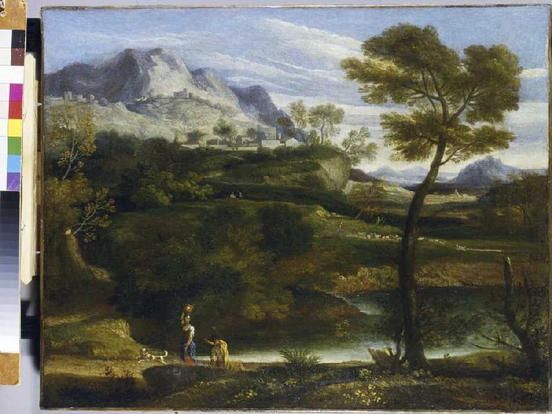 Berglandschaft mit Wasserträgerin van Jean-François Millet
