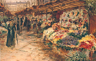 Blumenmarkt van Jean François Raffaelli