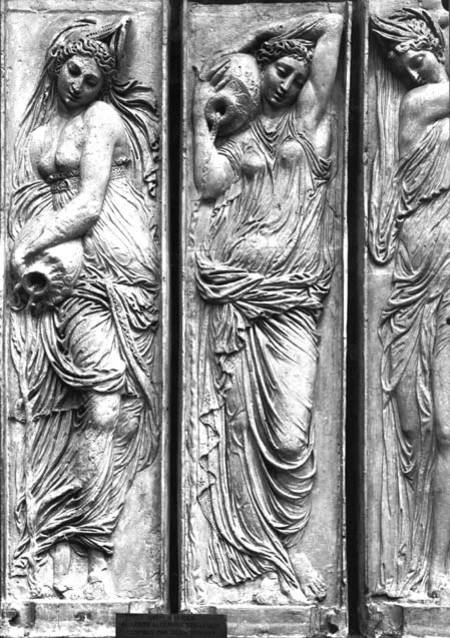 Detail of reliefs from the Fountain of the Innocents depicting nymphs personifying the rivers of Fra van Jean Goujon