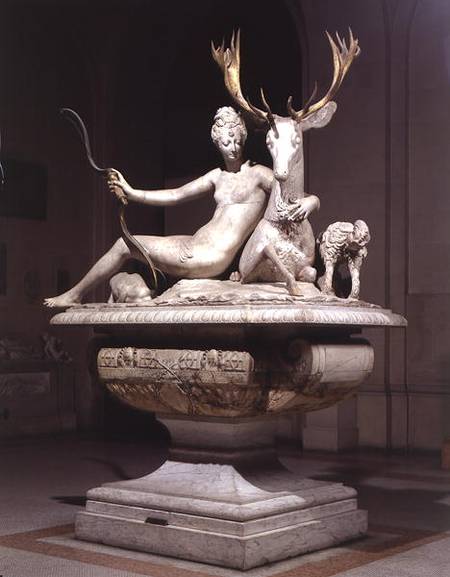Diana mounted on a stag van Jean Goujon