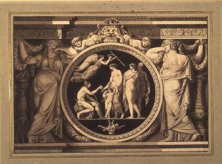 Design for a relief of The Judgement of Paris (pen, brush and van Jean Guillaume Moitte