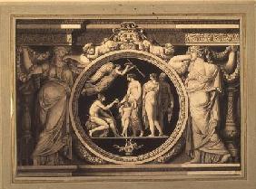 Design for a relief of The Judgement of Paris (pen, brush and
