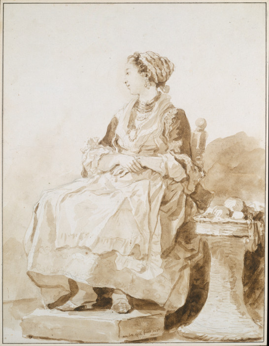 Neapolitan Woman, sitting outside van Jean-Honoré Fragonard