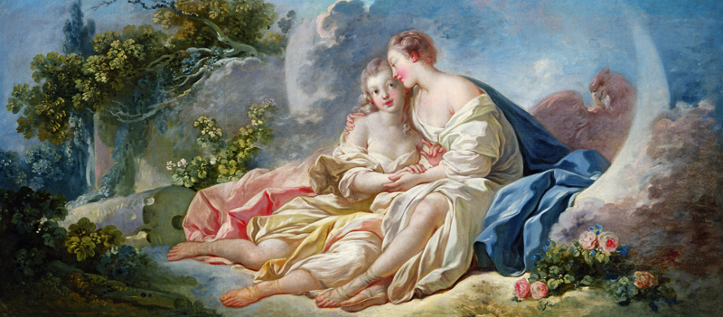 Jupiter disguised as Diana tries to seduce Callisto, c.1753 van Jean Honoré Fragonard