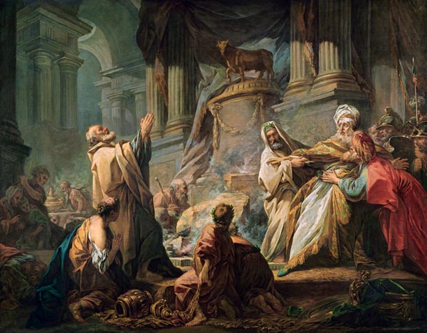 Jeroboam Sacrificing to the Golden Calf van Jean Honoré Fragonard