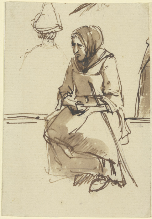 Sitting old woman van Jean Jacques de Boissieu