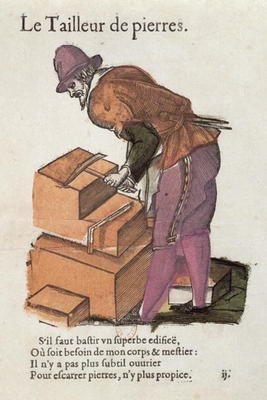 The Stone-cutter (colour engraving) van Jean Leclerc