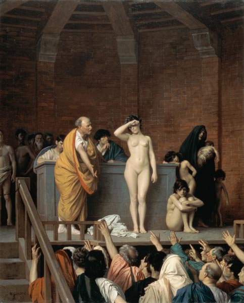 Sklavenmarkt in Rom van Jean-Léon Gérome