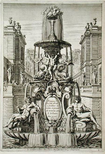 Title page from 'Fountain and Waterjets in the Italian Style' van Jean Lepautre