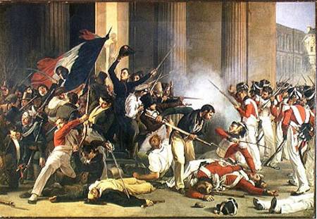 Scene of the 1830 Revolution at the Louvre van Jean Louis Bezard