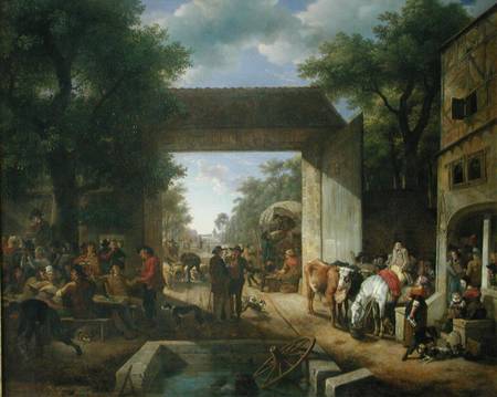 A Market at the Gates of an Inn van Jean Louis De Marne