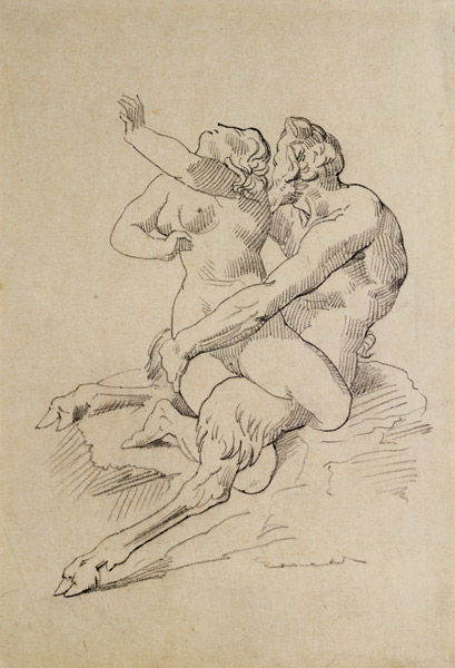 Nymph and Satyr van Jean Louis Théodore Géricault