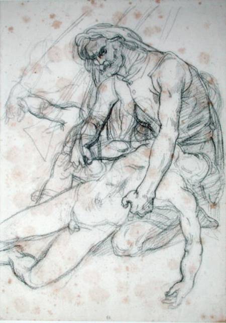 A Father Holding the Body of his Son, study for The Raft of the Medusa cil on van Jean Louis Théodore Géricault