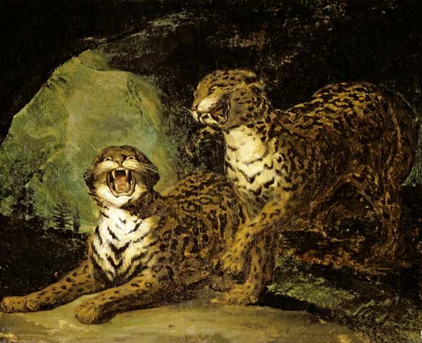 Two Leopards van Jean Louis Théodore Géricault