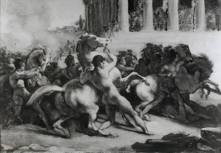Study for the Race of the Barbarian Horses van Jean Louis Théodore Géricault