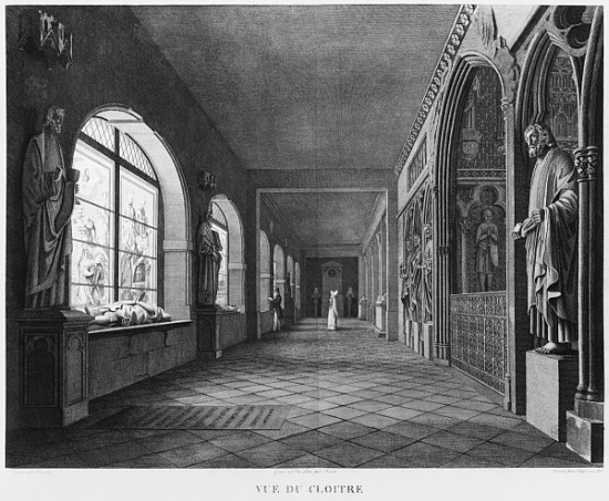 View of the cloister, Musee des Monuments Francais, Paris, illustration from ''Vues pittoresques et  van Jean Lubin Vauzelle