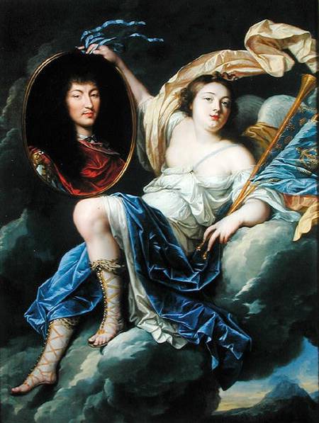 Fame Presenting a Portrait of Louis XIV (1638-1715) to France van Jean Nocret